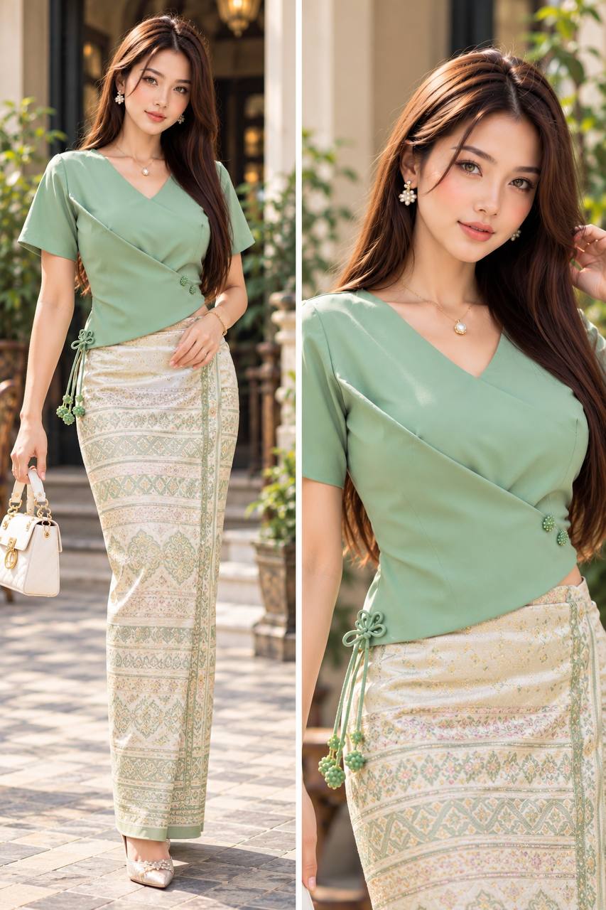 Asymmetric Wrap Blouse with Tassel Detail