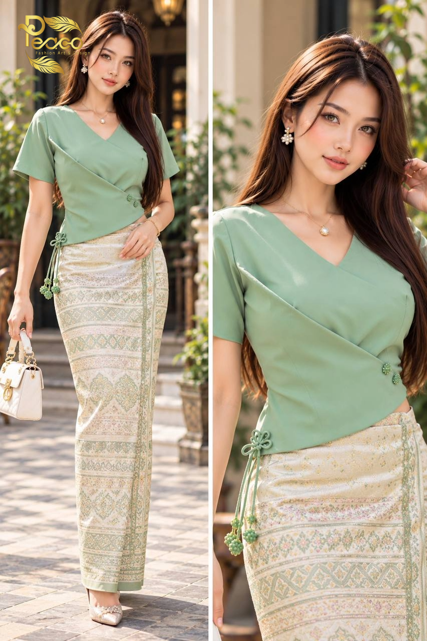 Asymmetric Wrap Blouse with Tassel Detail