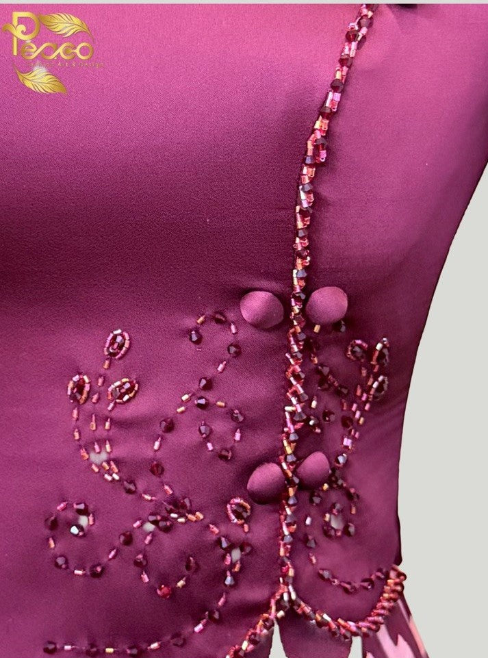 Traditional Myanmar silk hand beaded top ( Preorder , delivery within a week, 3 pieces and get Whole Sale price )