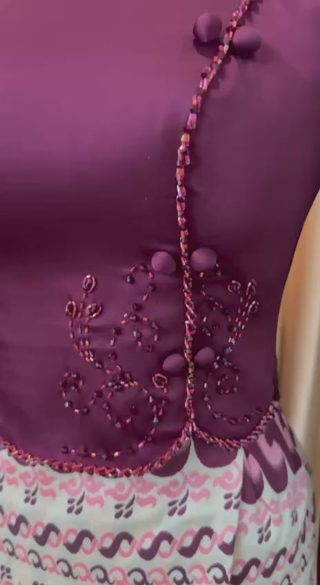 Traditional Myanmar silk hand beaded top ( Preorder , delivery within a week, 3 pieces and get Whole Sale price )